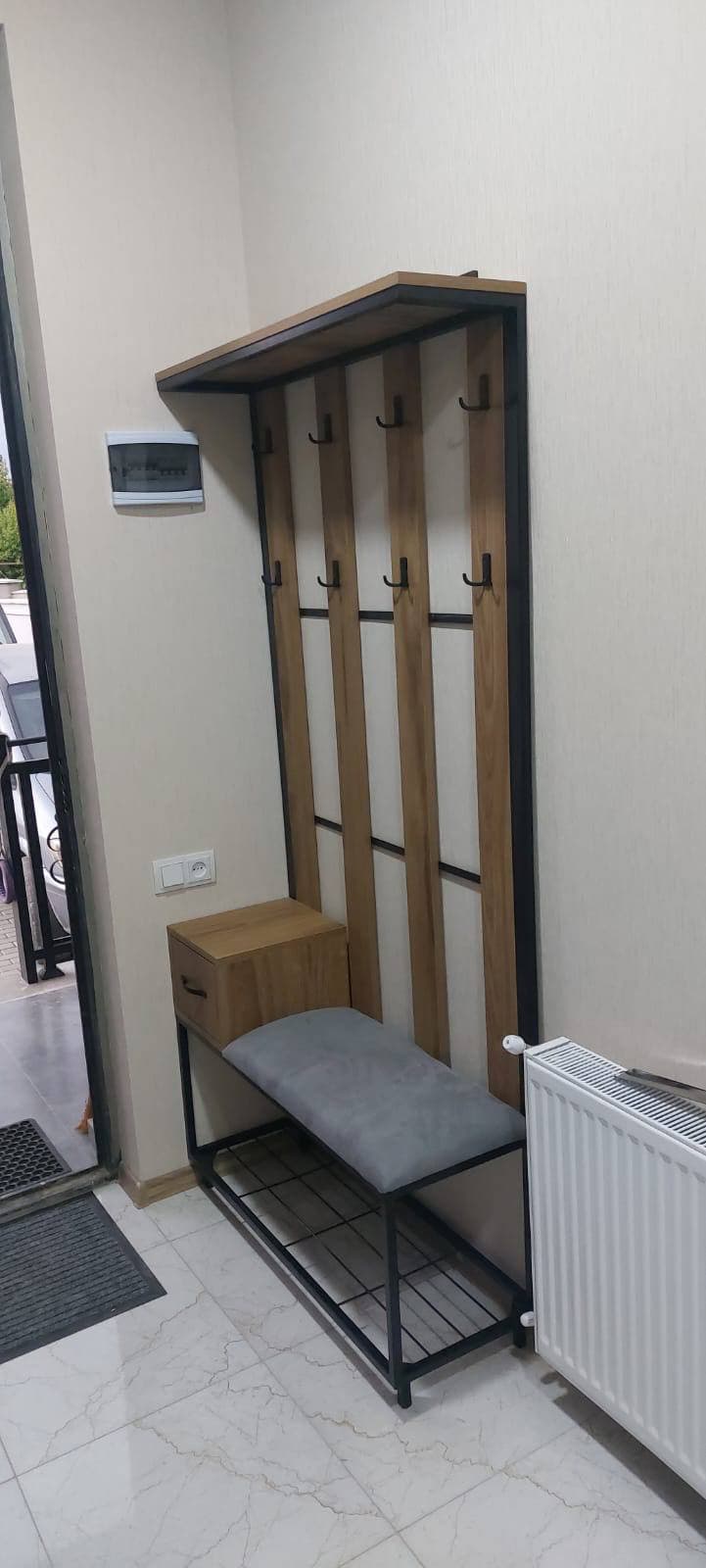Hallway bench and coat rack