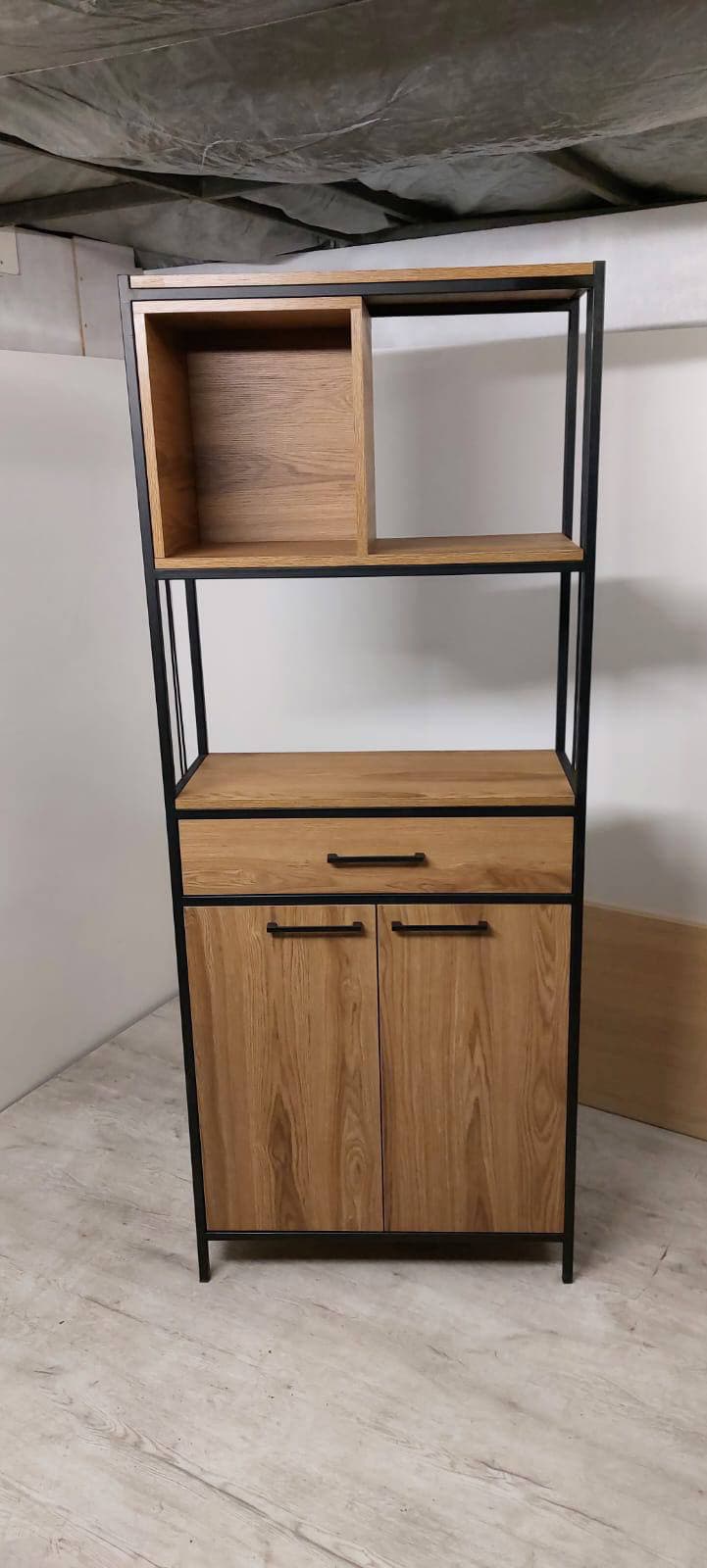 Tall shelving with a lower cabinet